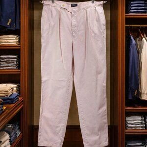 SOLD Vintage Polo Ralph Lauren Pink Pleated Chinos Pants Preppy Ivy League Mens